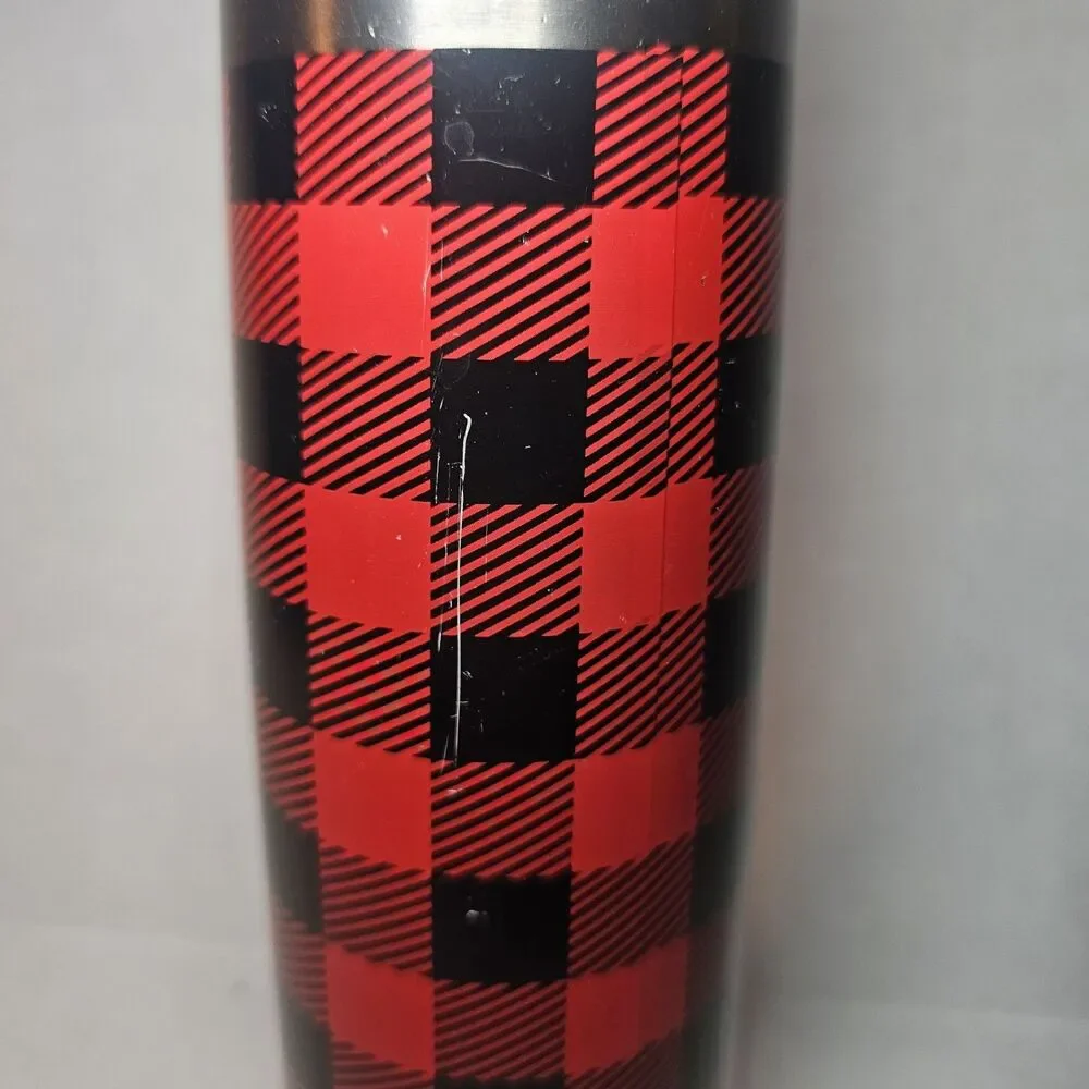 Christmas Buffalo Plaid Vacuum Insulated Water Bottle 17 OZ Red Black Stainless